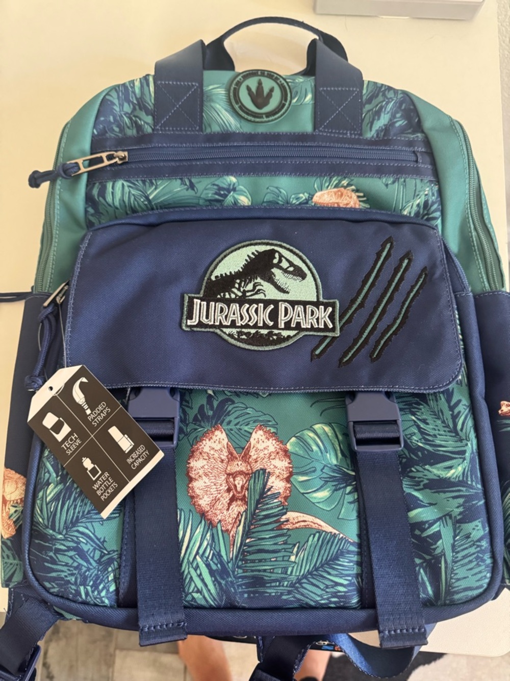 Jurassic Park Kids Backpack in Teal & Navy